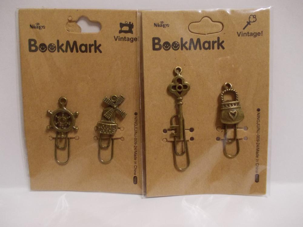 16 pcs/Lot Vintage Metal Bookmarks Paper clip Book marker page holder stationery office School supplies marcador de livro 6439