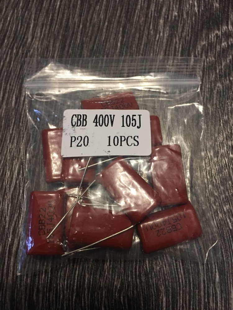 Free Shipping 10pcs, CBB 105J  400V  1UF  P20mm  Metallized Film Capacitor