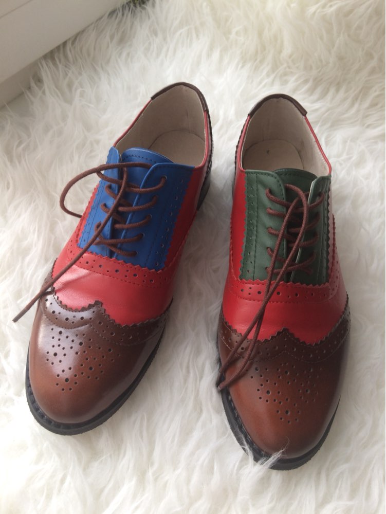 Genuine Leather Big shoes US Size 11 Designer Vintage Flat Shoes Round Toe Handmade White 2017 sping Oxford Shoes For Women Fur
