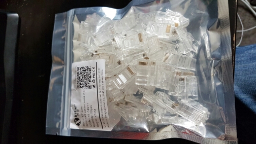 50pcs 100pcs rj45 connector cat5 cat5e network connector 8P8C utp unshielded modular rj45 plug terminals have hole in front