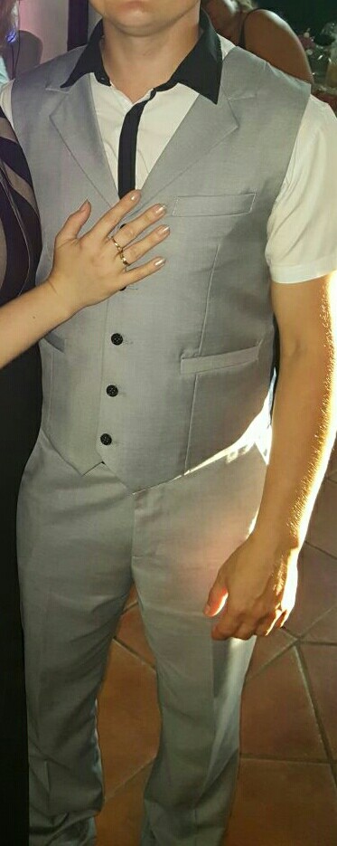 2016 Custom made Mens Light Grey Suits Jacket Pants Formal Dress Men Suit Set men wedding suits groom tuxedos(jacket+pants+vest)