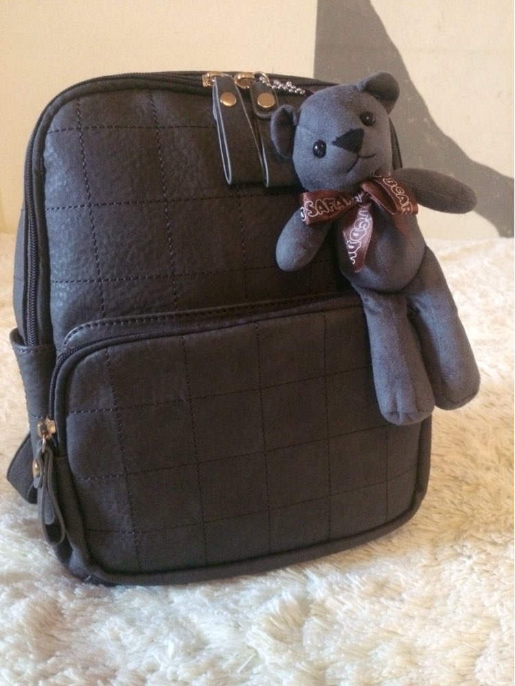 New Arrival Fashion Small Bear Pendant Girls Schoolbag Nubuck Leather Women Backpack Double Zipper Women Bag Vintage Backpack