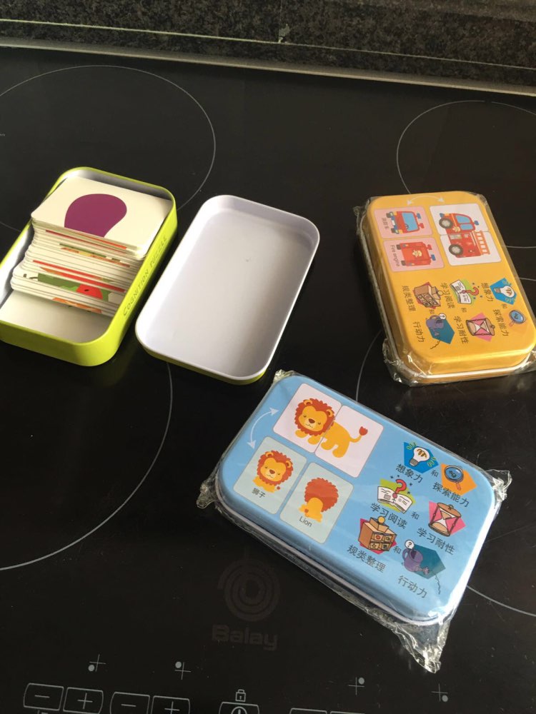 Early Educational Montessori English Fruit Animal Traffic Match Game Puzzle Card Toys for Iron Box Package 3D Puzzle toys