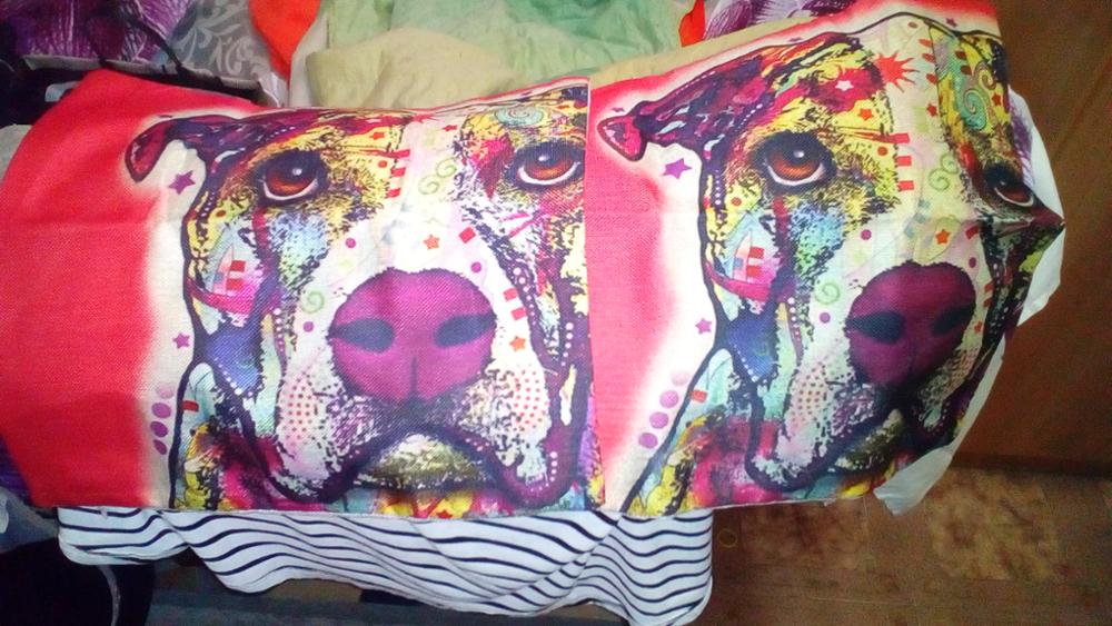 Colorful Oil Painting Cushion Cover 45x45CM (18x18IN) Cute Dogs & Cats Pillow Cover Pillow Case Home Decor