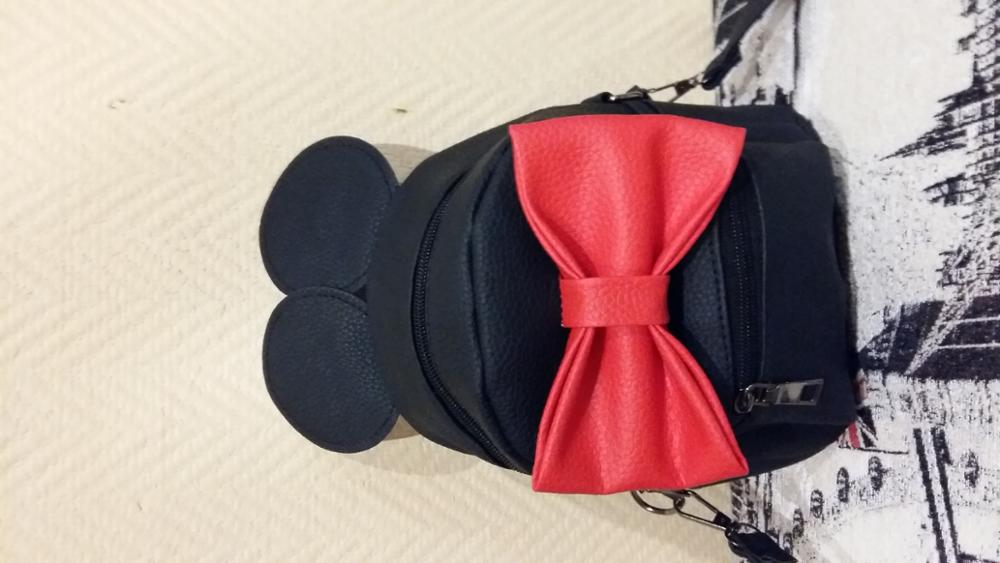 2016 hot selling high quality School female bag pu leather women bag of Mickey ears sweet bow College Wind mini backpack