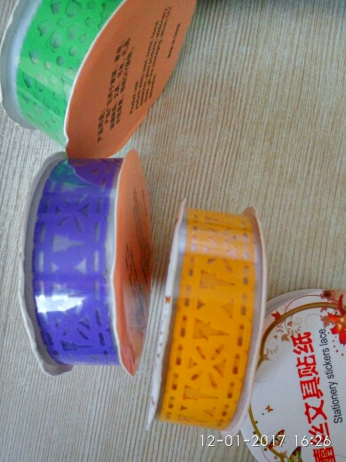 1PCS Lace Tape Decoration Roll Candy Colors DIY Washi Decorative Sticky Paper Masking Tape Self Adhesive Tape Scrapbook Tape